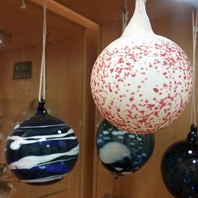 Hand blown glass ornaments at Seeds of Wellness