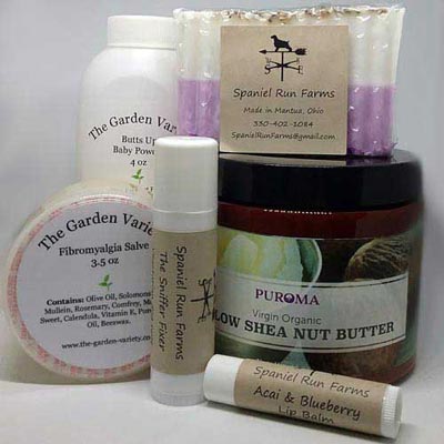 Skincare products including natural items made by local vendors