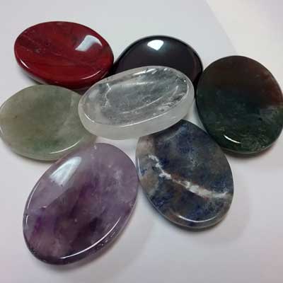 Seeds of Wellness offers worry stones in a variety of gemstones